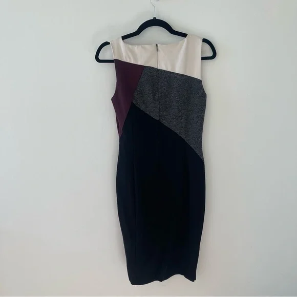 White House Black Market Colorblock Midi Dress - Black, Cream, Burgundy, Gray - Picture 3 of 4